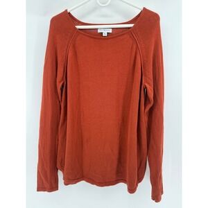 Kim Rogers Women Orange Cotton Long Sleeve Pullover Sweater Top M